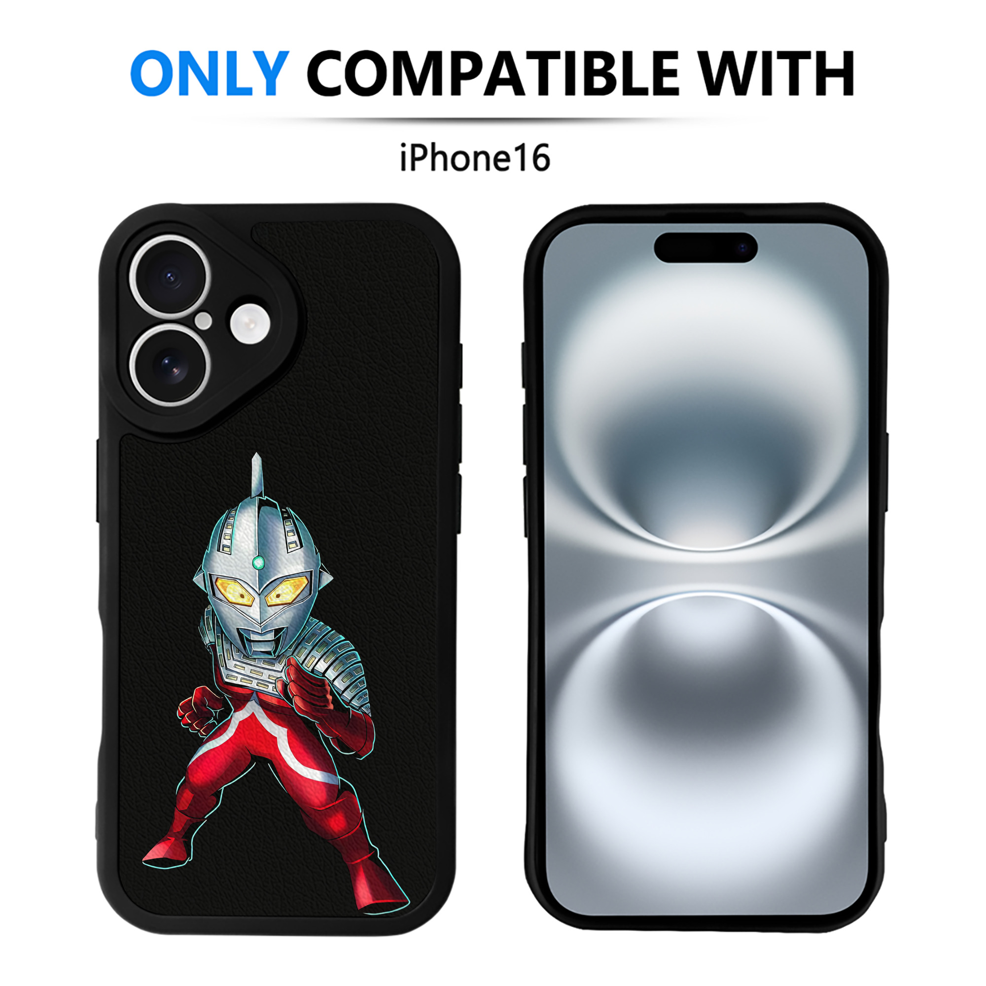 （画像用） ウルトラマン Ultraman 【iPhone 16シリーズ対応】シリコンスマホケース（レザー調） 材質：シリコン